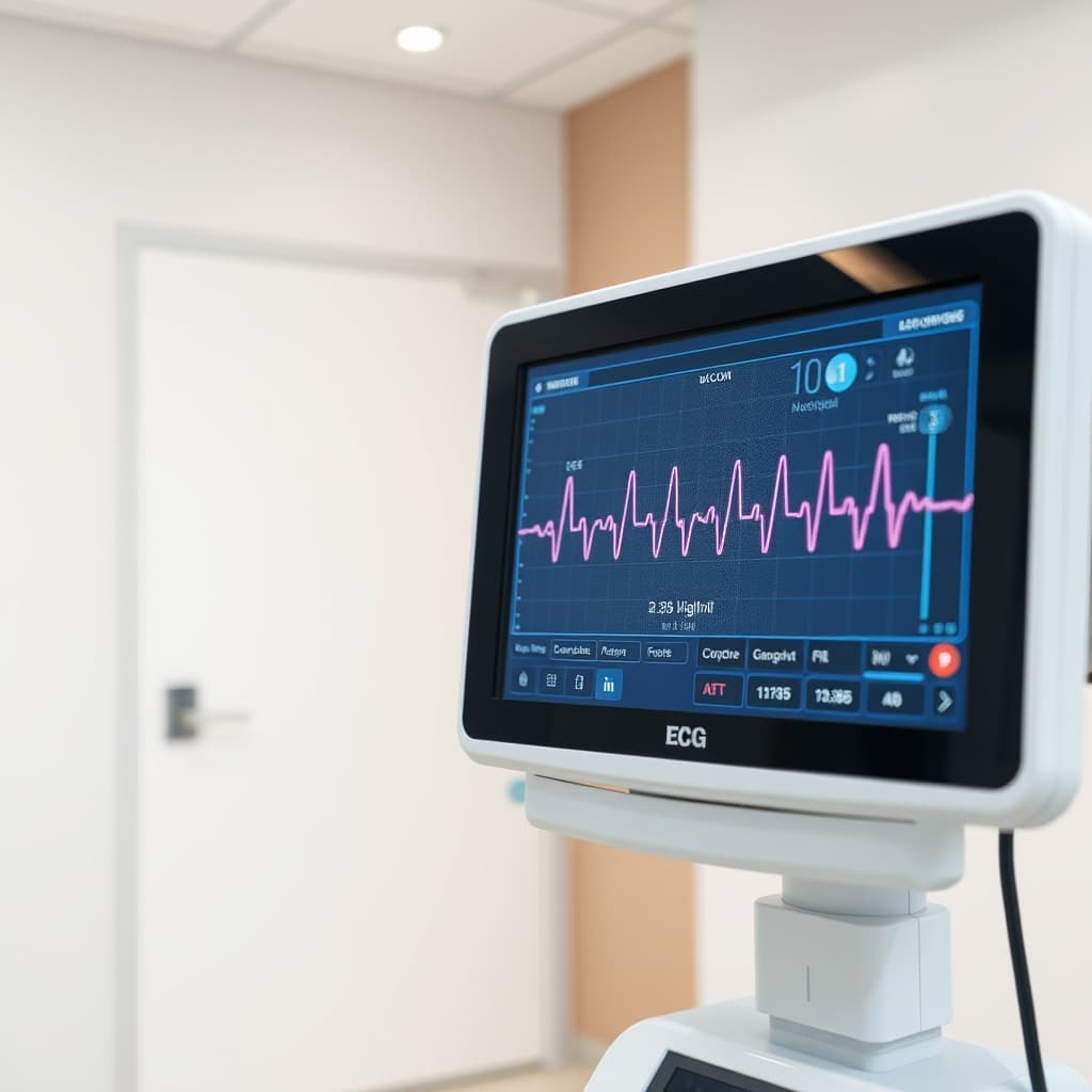 EKG cihazı ve kalp ritmi izleme ekranı
